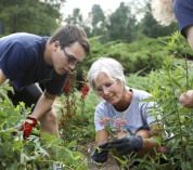 Sanctuary staff and KBS volunteers in the Pollinator Garden