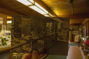 Historical then and now photo of Bird Sanctuary gift shop