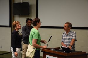 Finlay answers questions after his talk