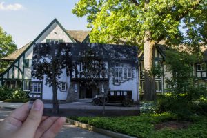 Historical then and now photo of the Manor House