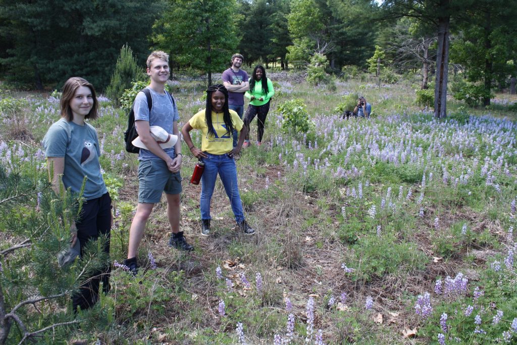 Summer program participants in the field at KBS