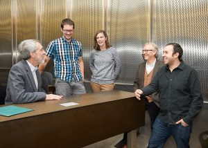 Jeffrey Conner, Berkley Walker, Marjorie Weber, Danny Schnell, Gideon Bradburd at award ceremony