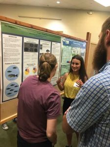 Student presenting research poster