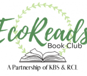 Logo for EcoReads book club, featuring a sketch of an open book.