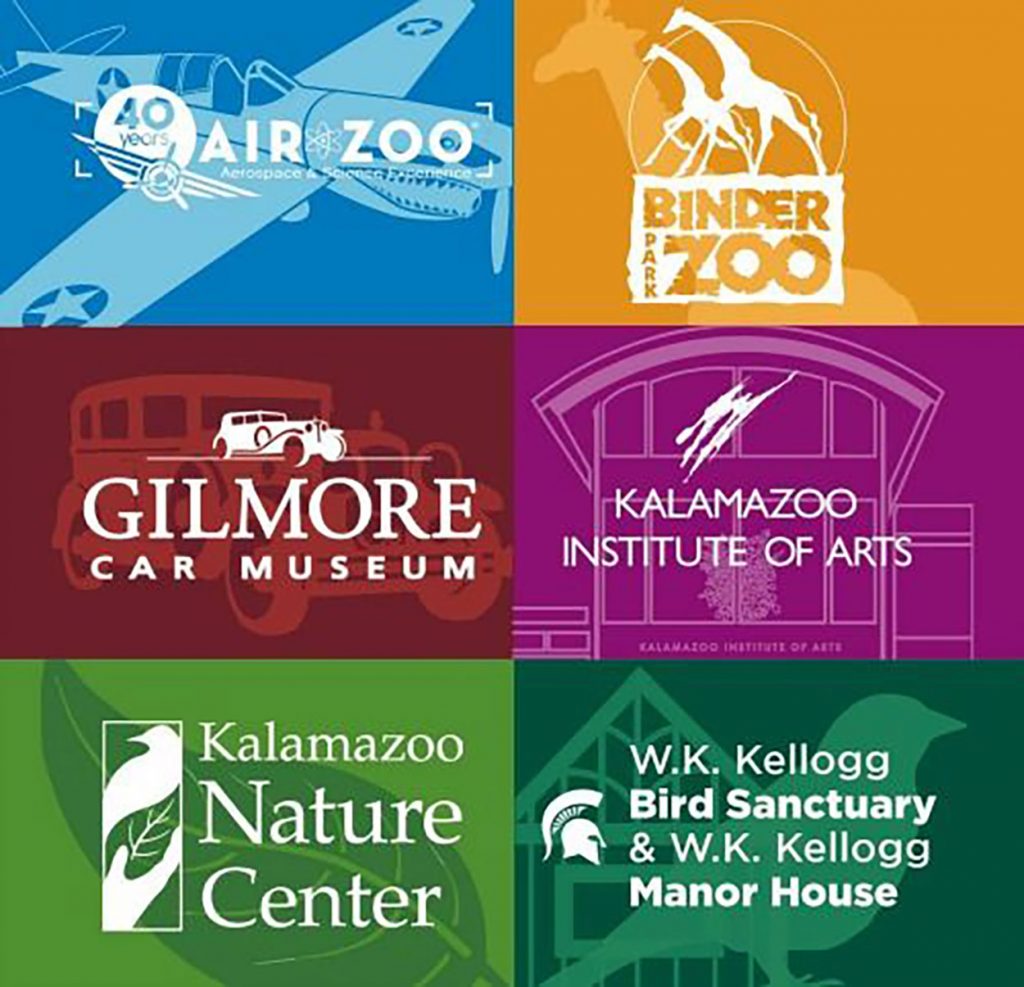 Image with the logos for the six organizations participating in the Southwest Michigan Cultural Membership Exchange.