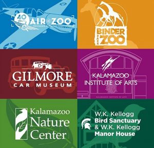 Image with the logos for the six organizations participating in the Southwest Michigan Cultural Membership Exchange.