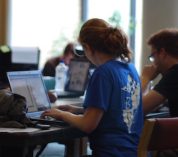 students working at computers