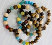 Close-up of several bracelets made by Gabe Knowles’ fourth-grade class.
